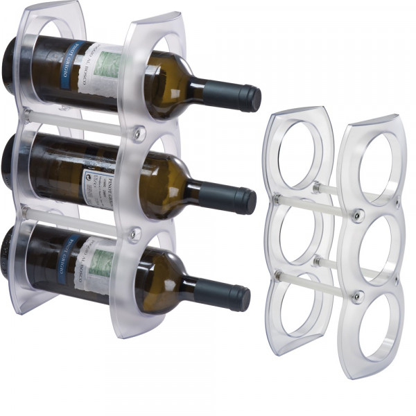 Plastic wine rack for three bottles